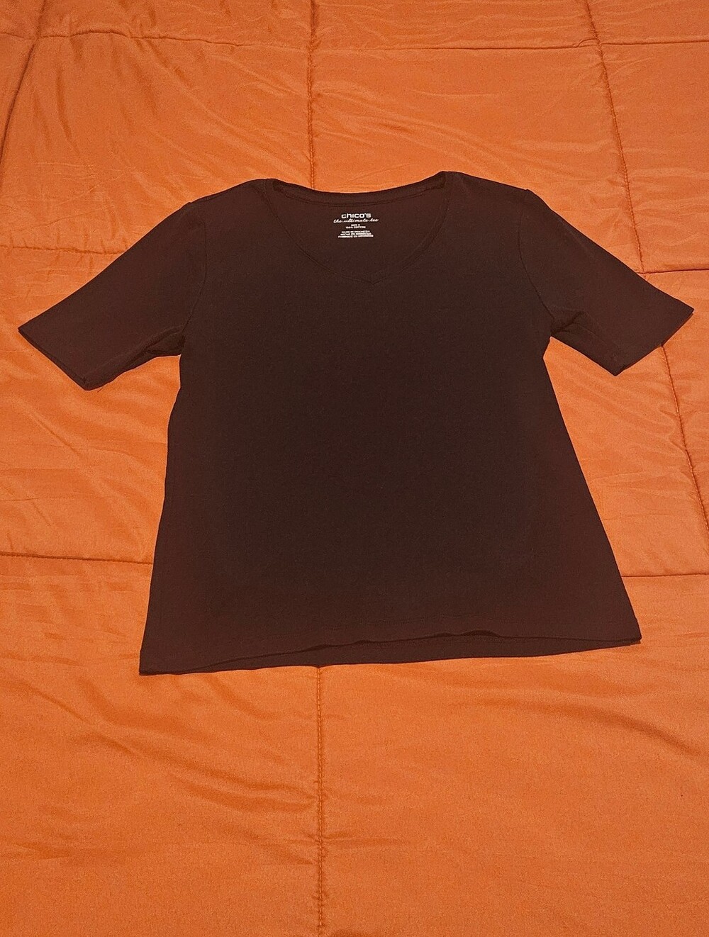Chico's The Ultimate Tee Black V-Neck Cotton Tee | Size 0 (S)